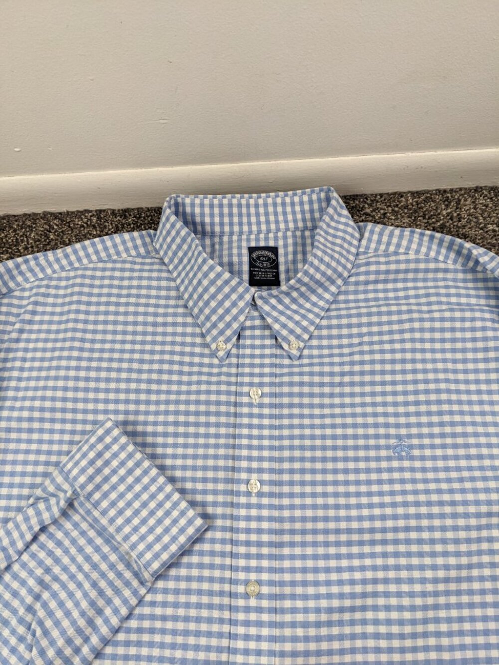 2022 Brooks Brothers Shirt Non Iron Stretch Oxford Gingham Checked L/S Mens 4XLT